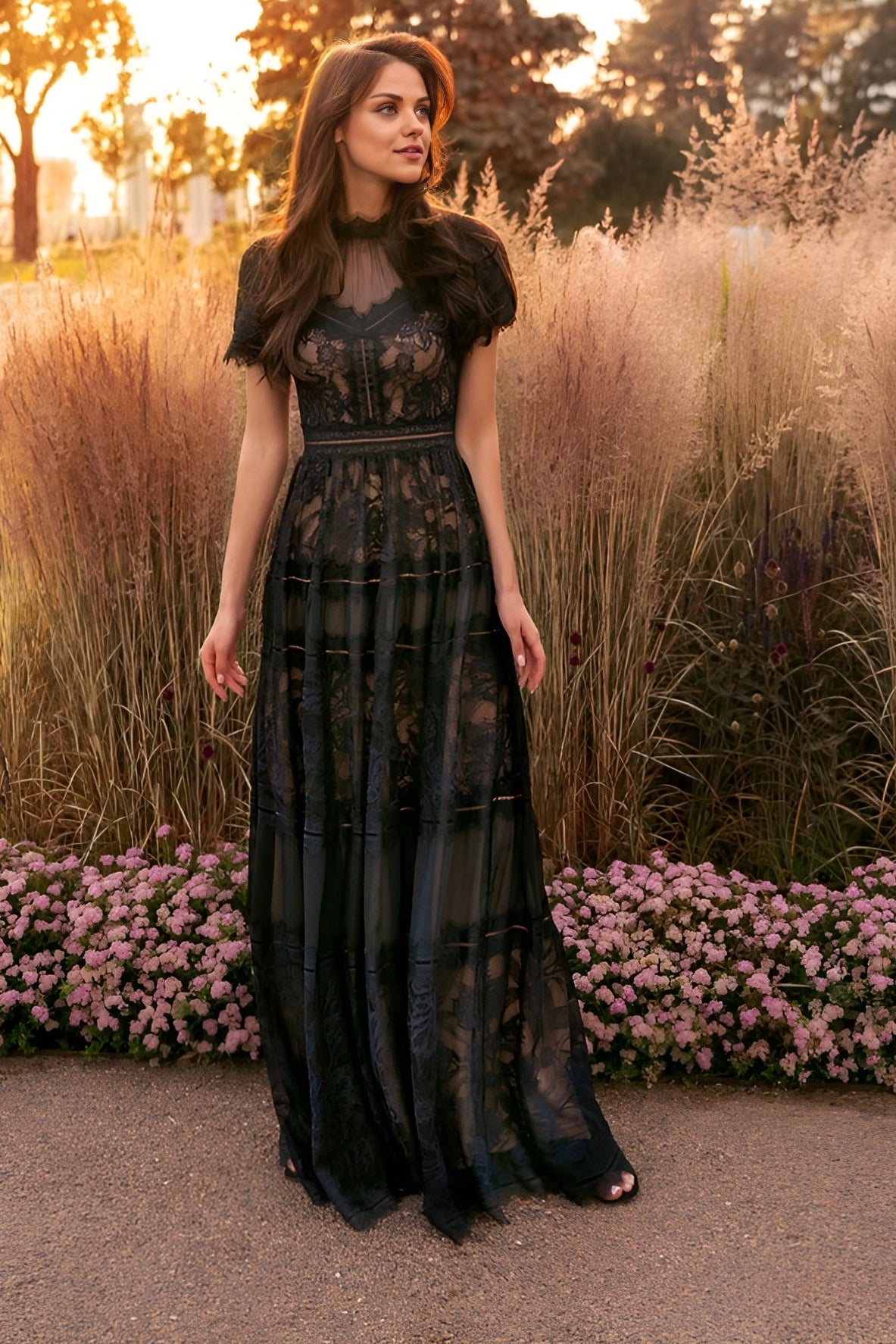 Formal Dresses Long Lace Formal Black Evening Dress Black